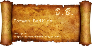 Dorman Beáta névjegykártya
