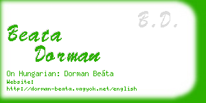 beata dorman business card